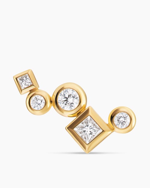 Womens Petite Modern Renaissance® Climber Earrings in 18K Yellow Gold with Diamonds, 15mm
