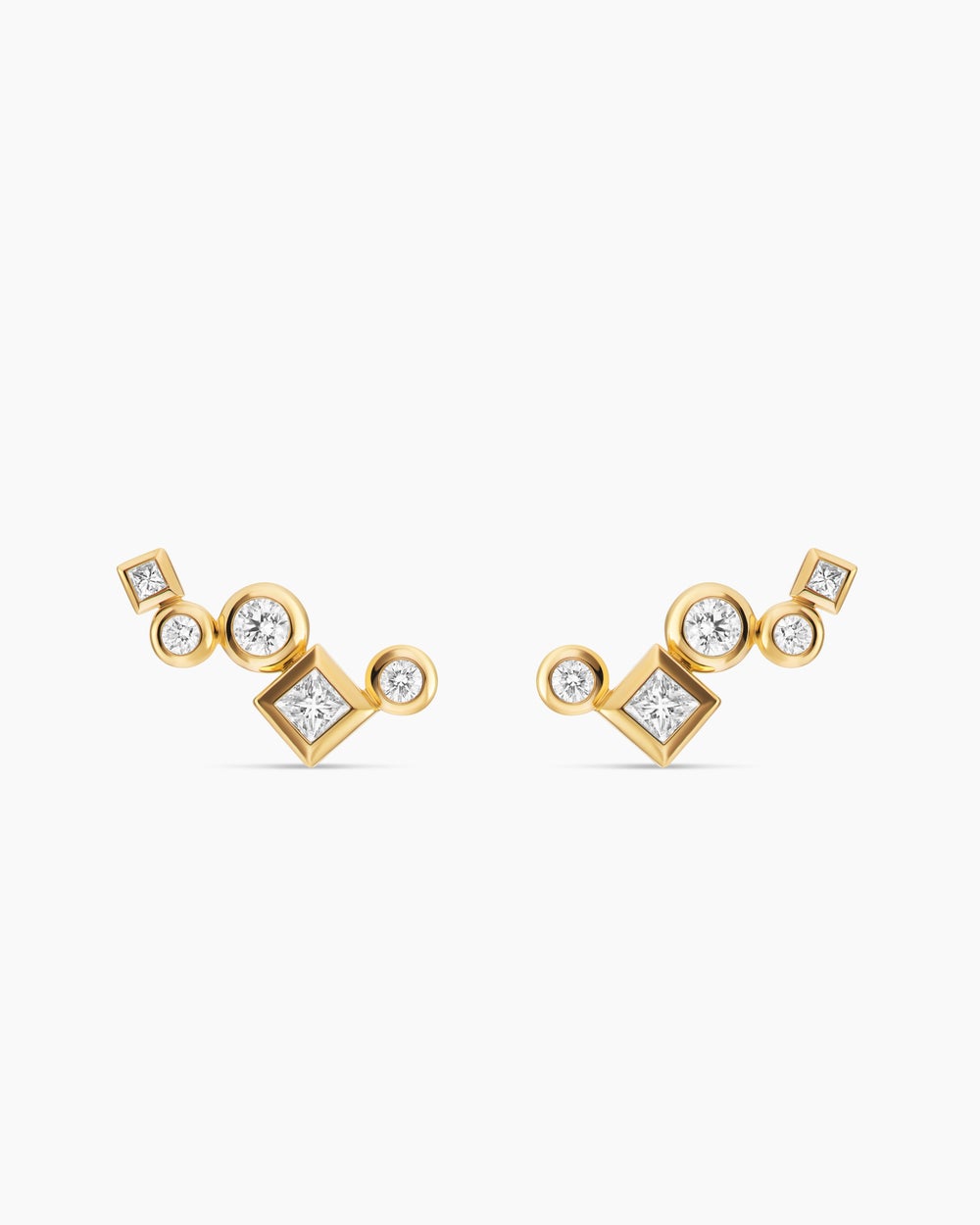 Womens Petite Modern Renaissance® Climber Earrings in 18K Yellow Gold with Diamonds, 15mm
