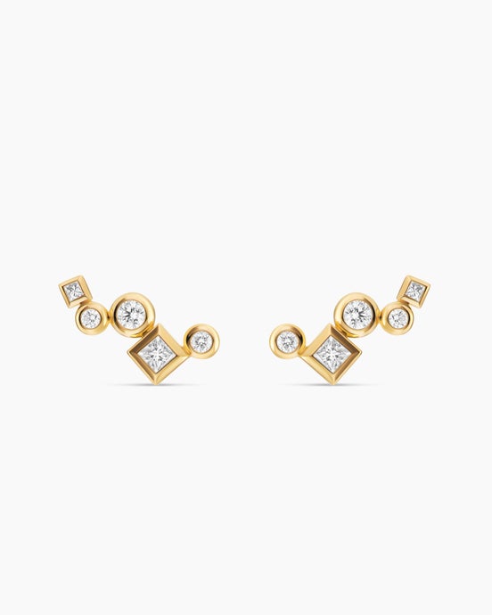 Petite Modern Renaissance® Climber Earrings in 18K Yellow Gold with Diamonds, 15mm
