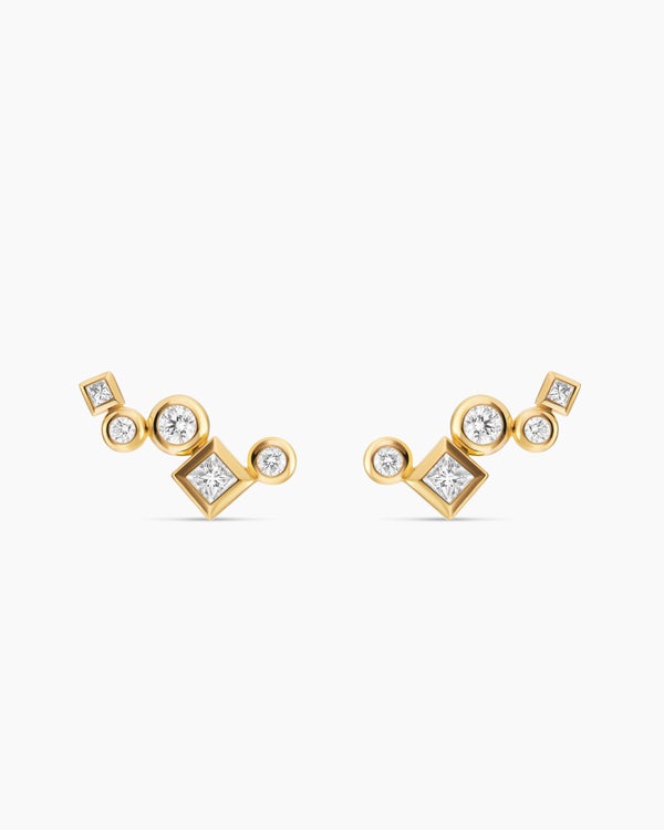 Petite Modern Renaissance® Climber Earrings in 18K Yellow Gold with Diamonds, 15mm