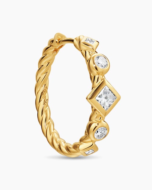 Womens Petite Modern Renaissance® Hoop Earrings in 18K Yellow Gold with Diamonds, 21mm