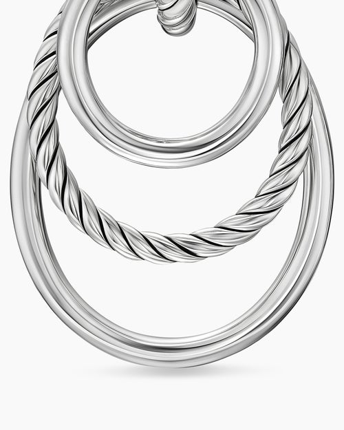 Womens DY Mercer® Bold Triple Ring Drop Earrings in Sterling Silver, 48mm