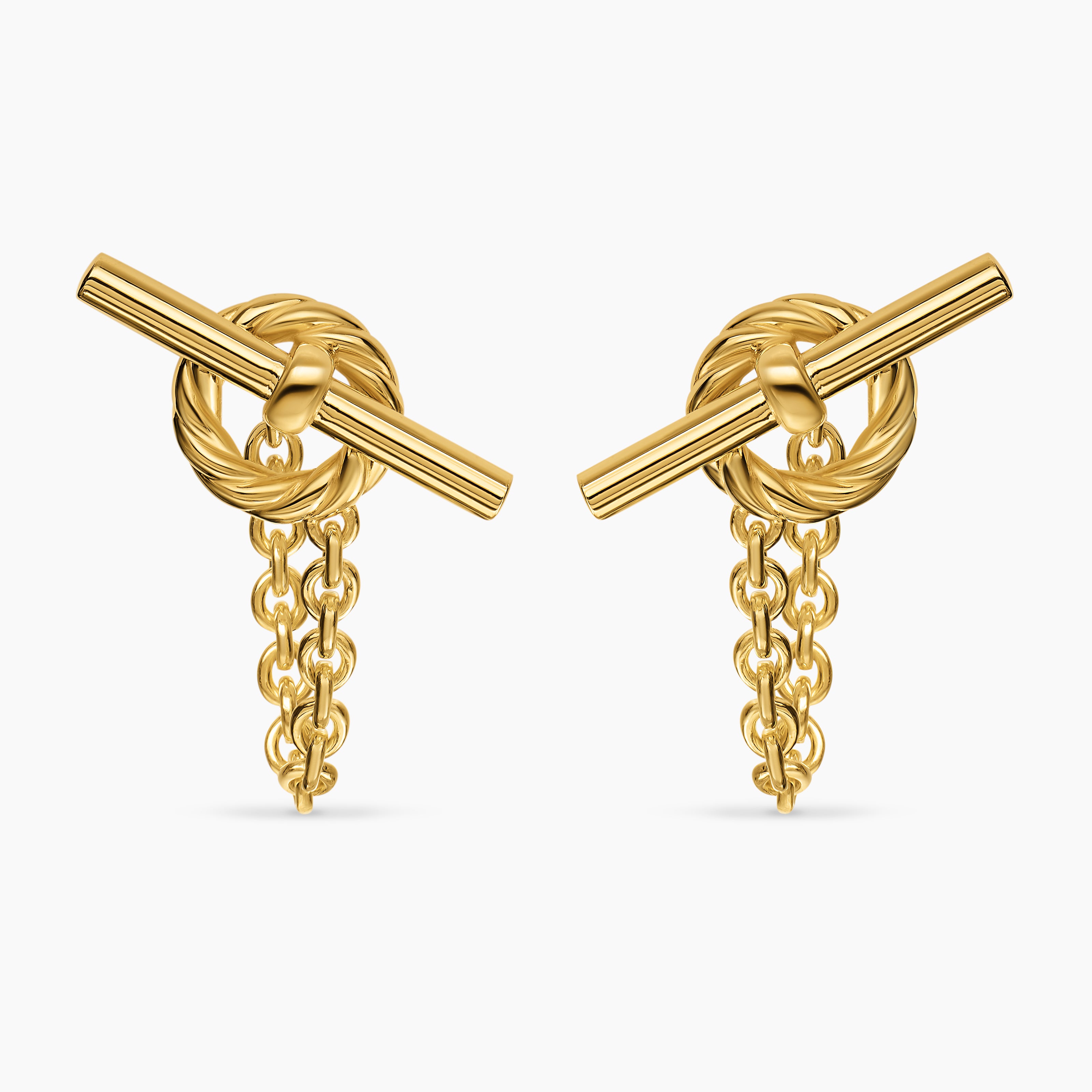 Womens DY Mercer&reg; Bold Toggle Chain Stud Earrings in 18K Yellow Gold, 50.4mm