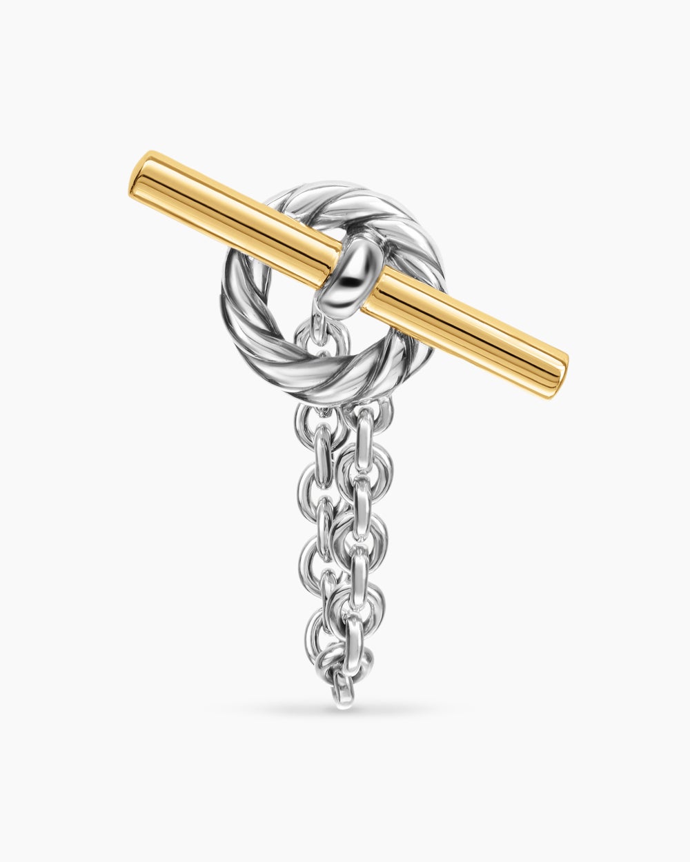 Womens DY Mercer® Bold Toggle Chain Stud Earrings in Sterling Silver with 18K Yellow Gold, 50.4mm