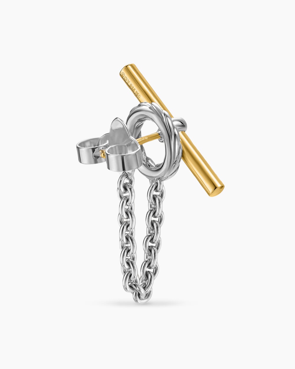 Womens DY Mercer® Bold Toggle Chain Stud Earrings in Sterling Silver with 18K Yellow Gold, 50.4mm