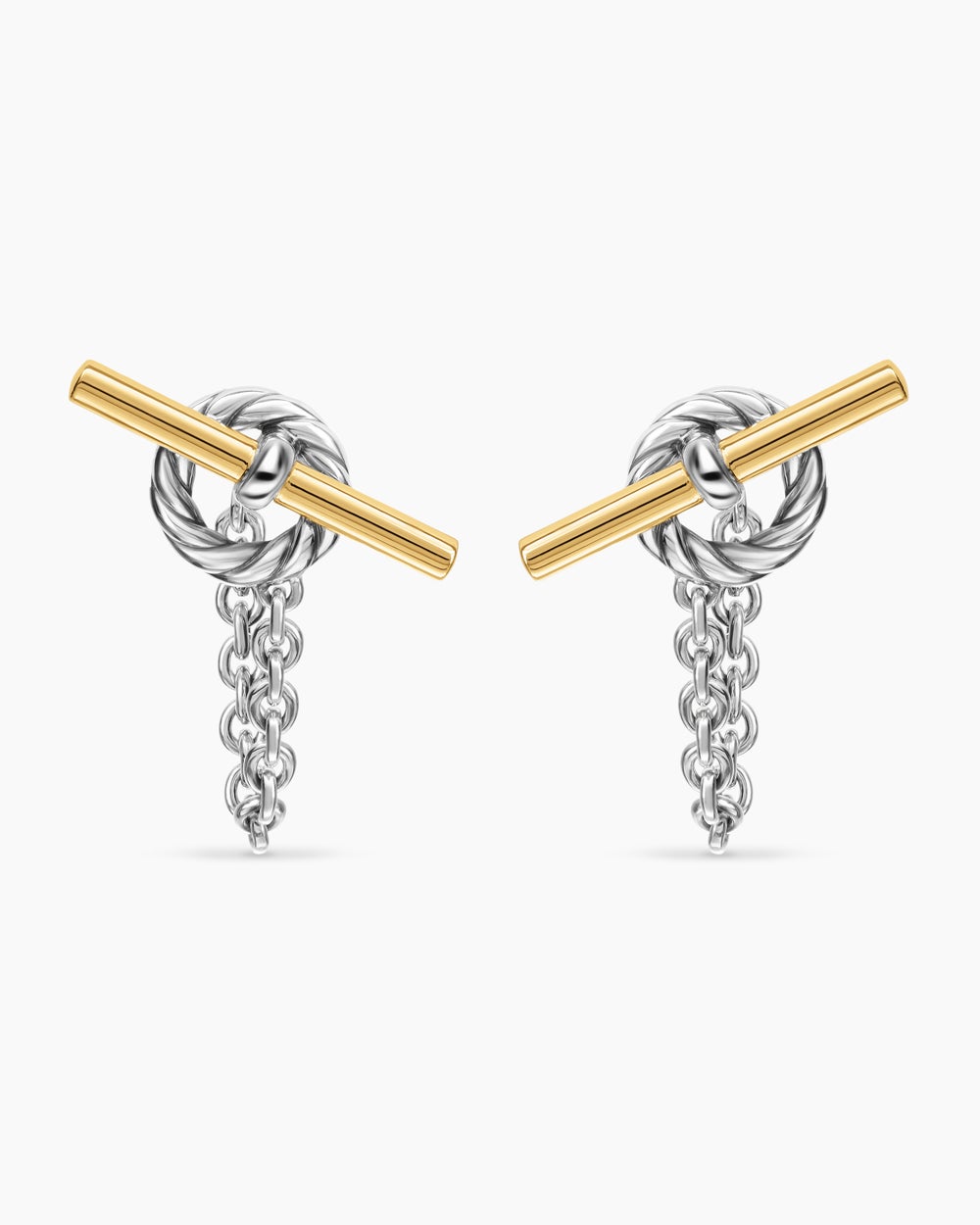 Womens DY Mercer® Bold Toggle Chain Stud Earrings in Sterling Silver with 18K Yellow Gold, 50.4mm