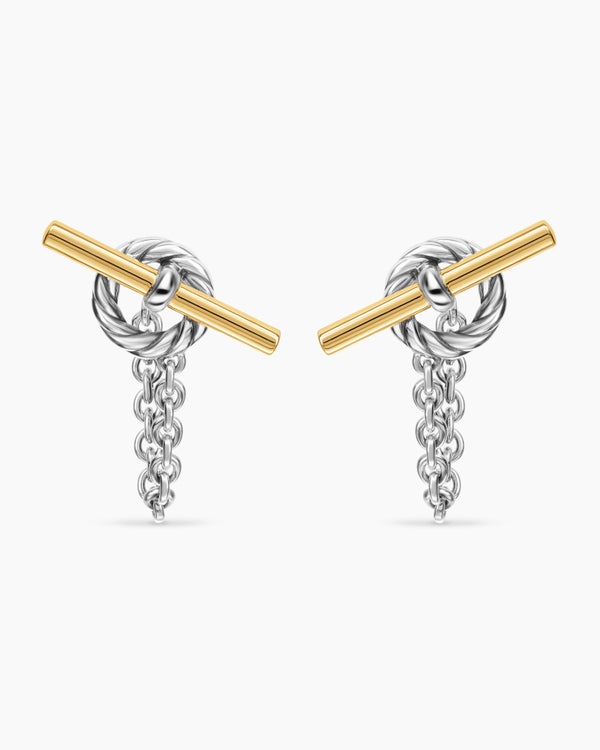 DY Mercer® Bold Toggle Chain Stud Earrings in Sterling Silver with 18K Yellow Gold, 50.4mm