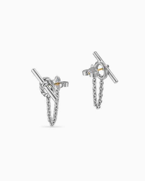 Womens DY Mercer® Bold Toggle Chain Stud Earrings in Sterling Silver, 50.4mm