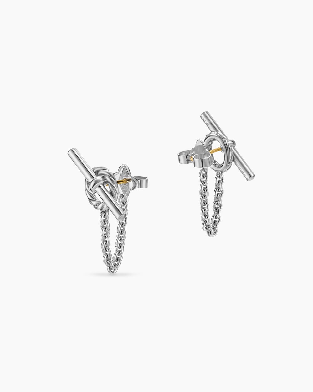 Womens DY Mercer® Bold Toggle Chain Stud Earrings in Sterling Silver, 50.4mm