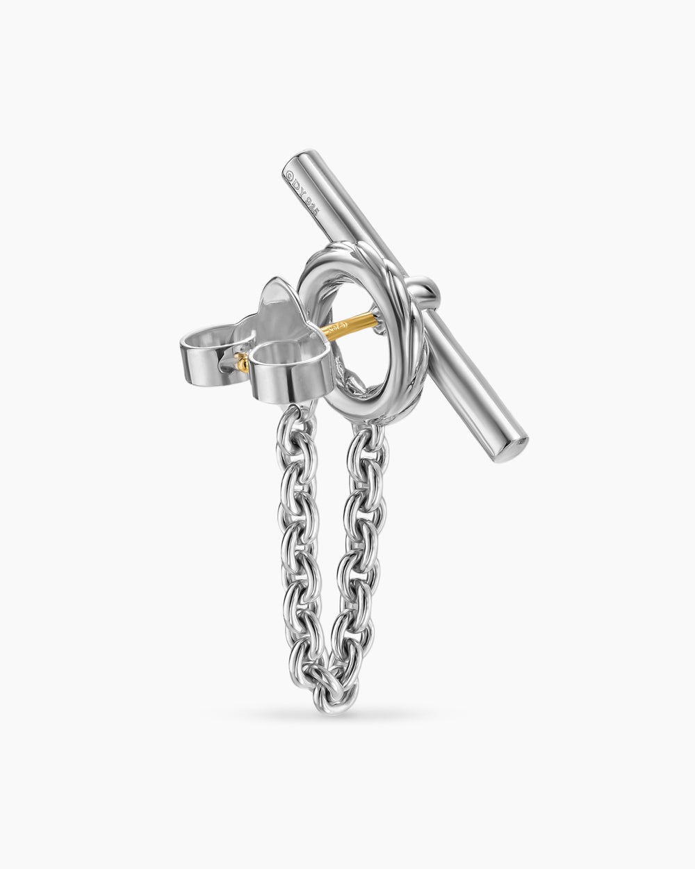 Womens DY Mercer® Bold Toggle Chain Stud Earrings in Sterling Silver, 50.4mm