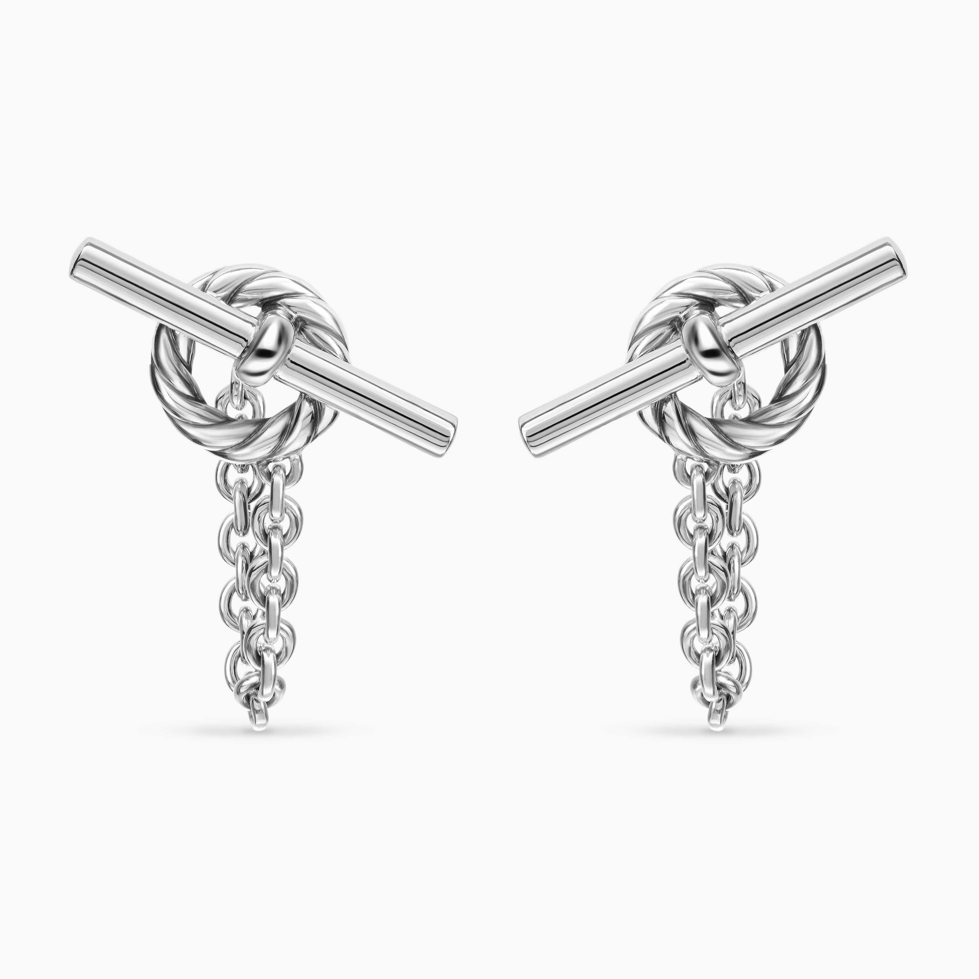Womens DY Mercer&reg; Bold Toggle Chain Stud Earrings in Sterling Silver, 50.4mm