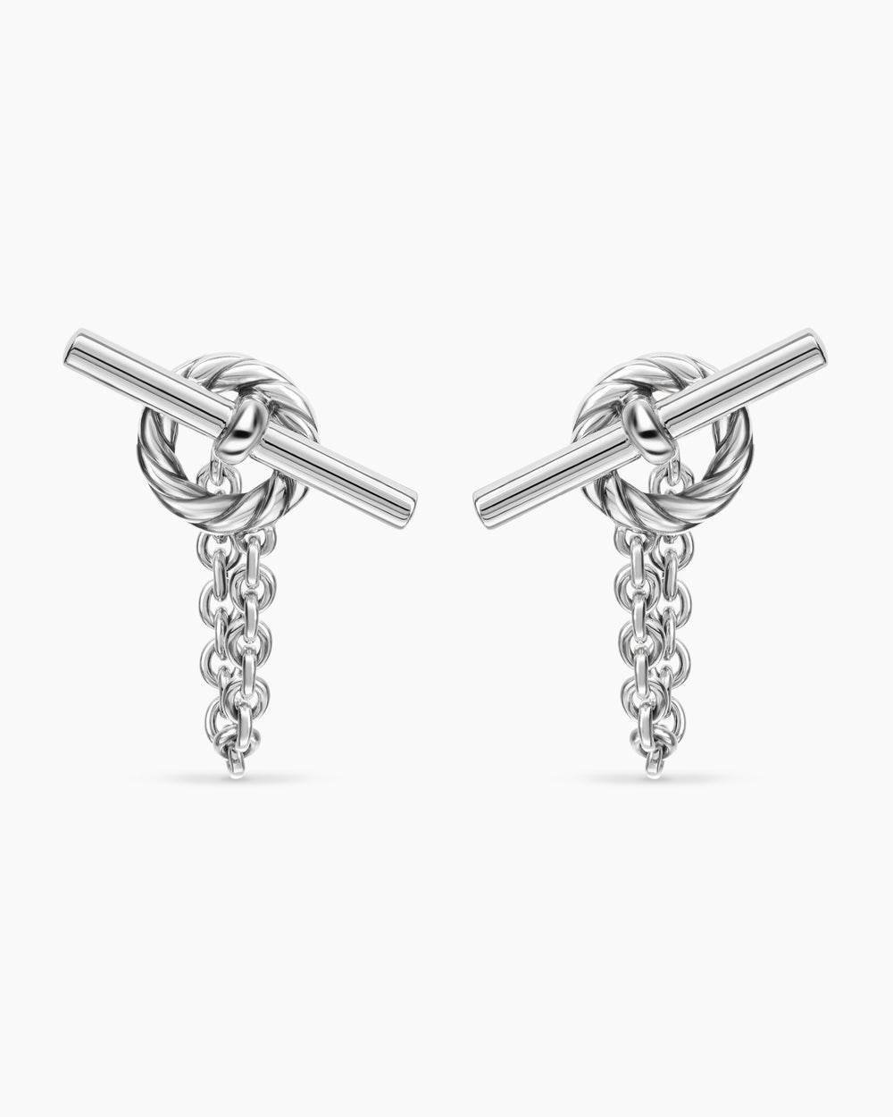 Womens DY Mercer® Bold Toggle Chain Stud Earrings in Sterling Silver, 50.4mm