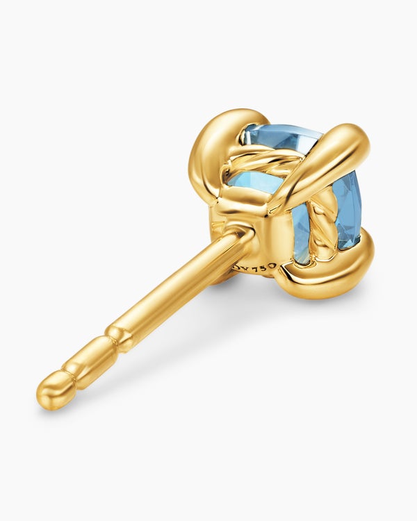 Micro Chatelaine® Stud Earrings in 18K Yellow Gold with Aquamarine, 4.8mm