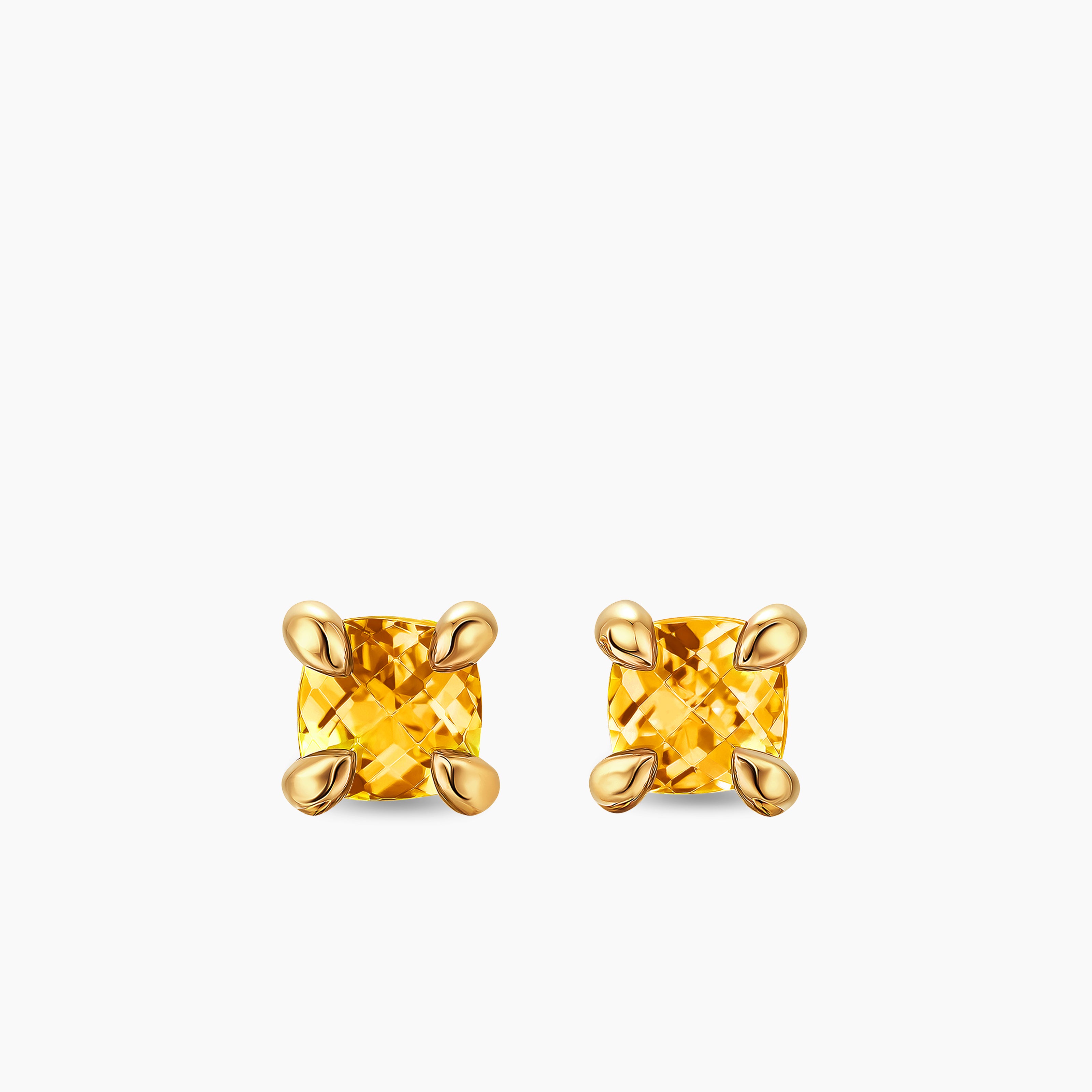 Womens Micro Chatelaine&reg; Stud Earrings in 18K Yellow Gold with Citrine, 4.8mm
