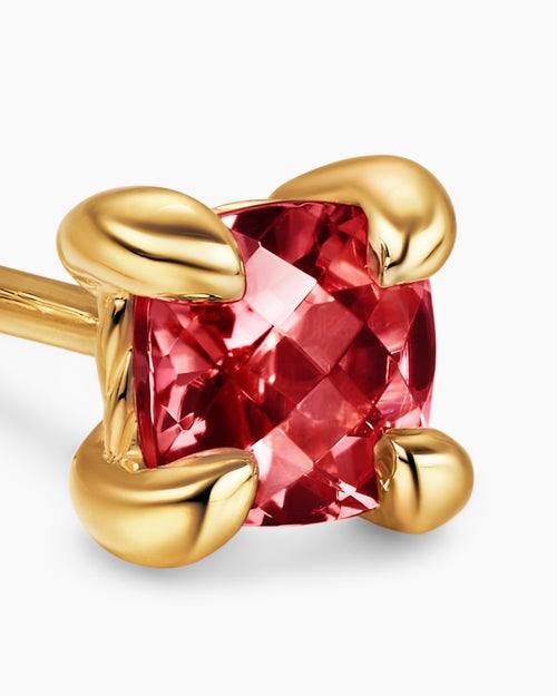 Womens Micro Chatelaine® Stud Earrings in 18K Yellow Gold with Garnet, 4.8mm