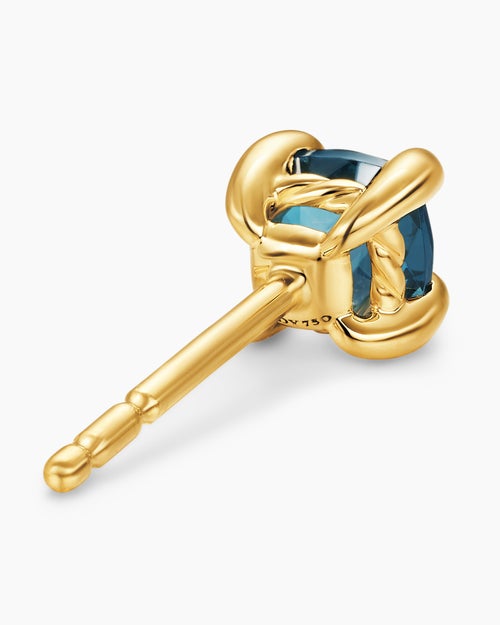 Womens Micro Chatelaine® Stud Earrings in 18K Yellow Gold with Hampton Blue Topaz, 4.8mm