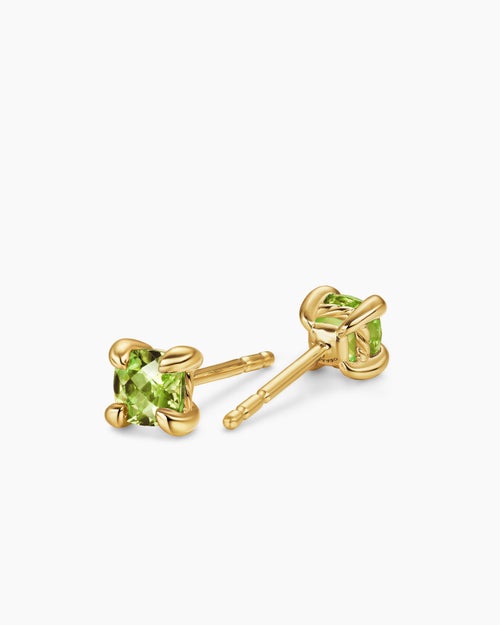 Womens Micro Chatelaine® Stud Earrings in 18K Yellow Gold with Peridot, 4.8mm