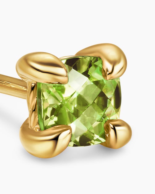 Womens Micro Chatelaine® Stud Earrings in 18K Yellow Gold with Peridot, 4.8mm