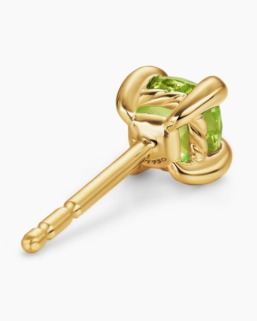 Womens Micro Chatelaine® Stud Earrings in 18K Yellow Gold with Peridot, 4.8mm