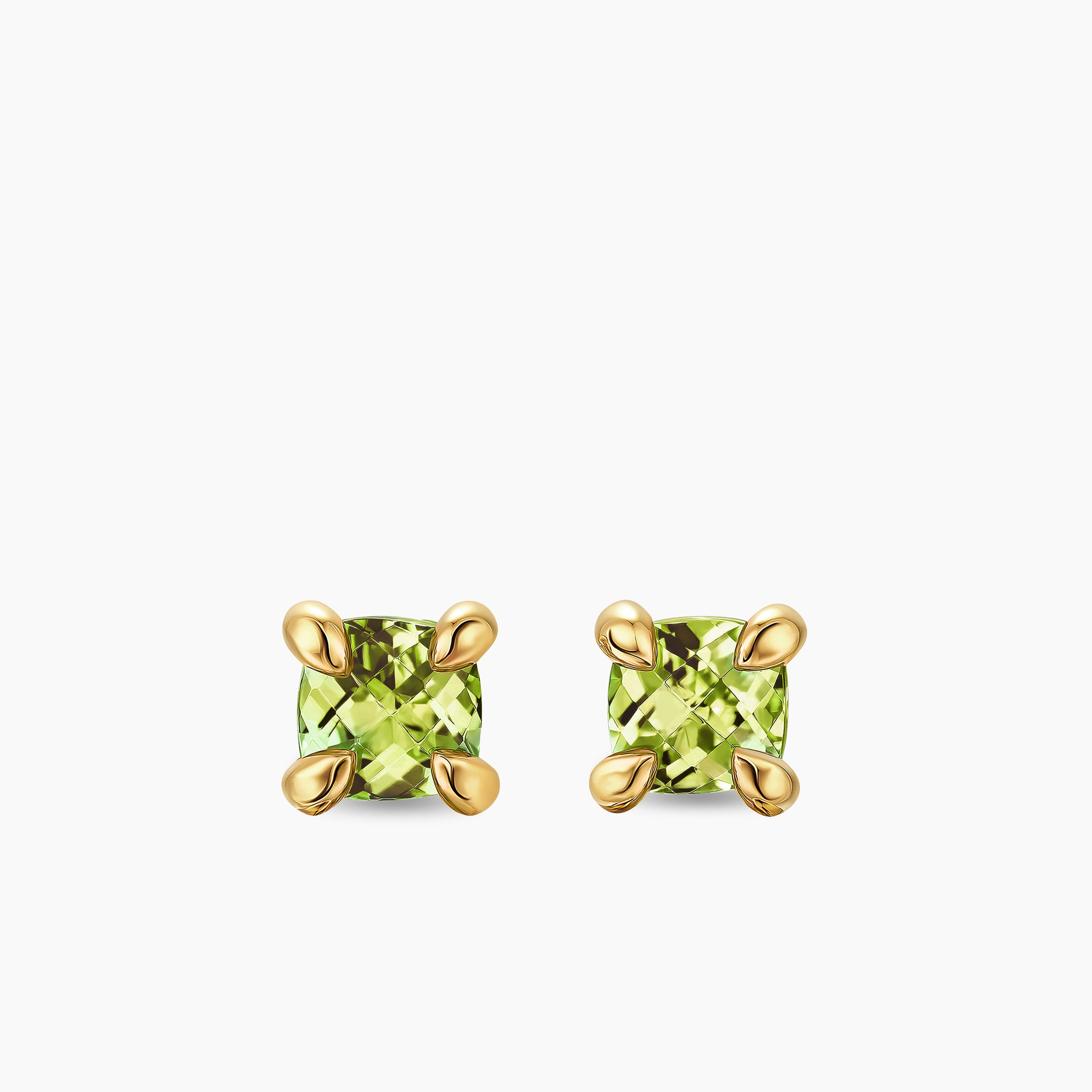 Womens Micro Chatelaine&reg; Stud Earrings in 18K Yellow Gold with Peridot, 4.8mm