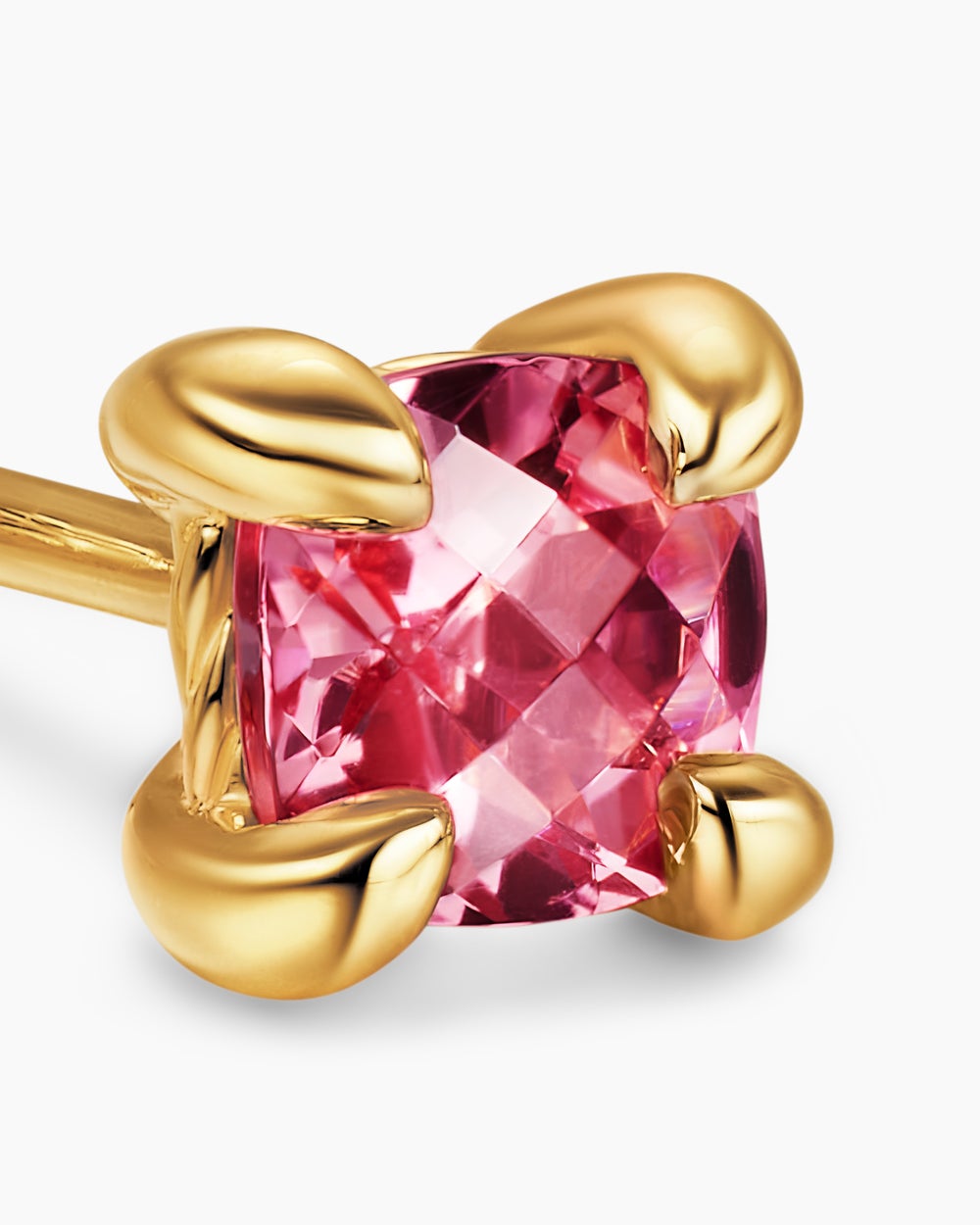 Womens Micro Chatelaine® Stud Earrings in 18K Yellow Gold with Pink Tourmaline, 4.8mm