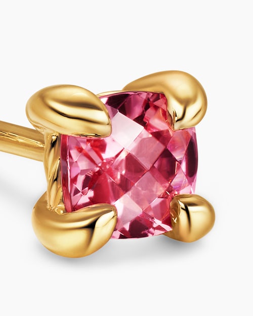 Womens Micro Chatelaine® Stud Earrings in 18K Yellow Gold with Pink Tourmaline, 4.8mm