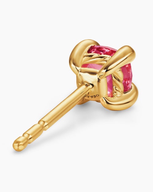 Womens Micro Chatelaine® Stud Earrings in 18K Yellow Gold with Pink Tourmaline, 4.8mm