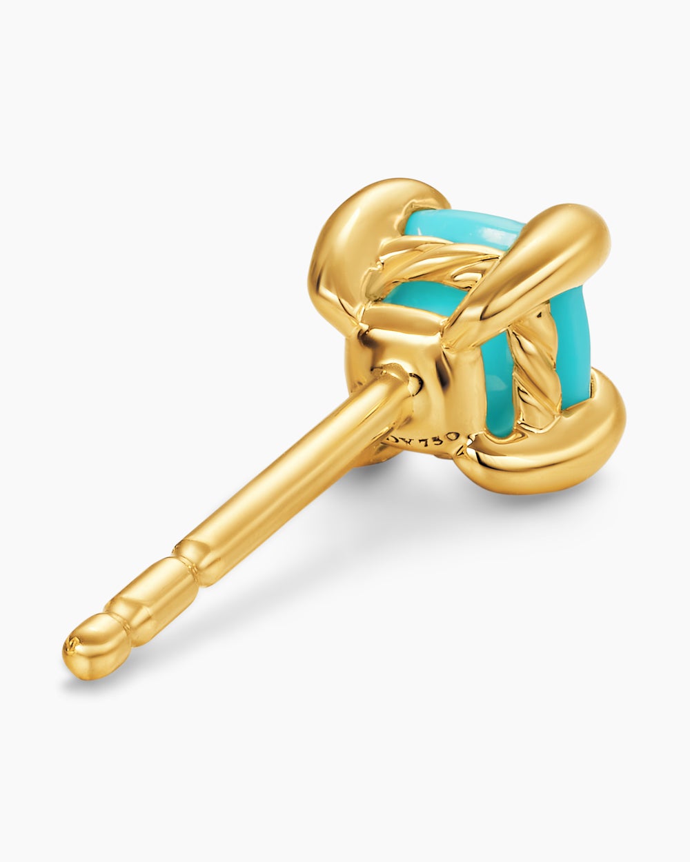 Womens Micro Chatelaine® Stud Earrings in 18K Yellow Gold with Turquoise, 4.8mm