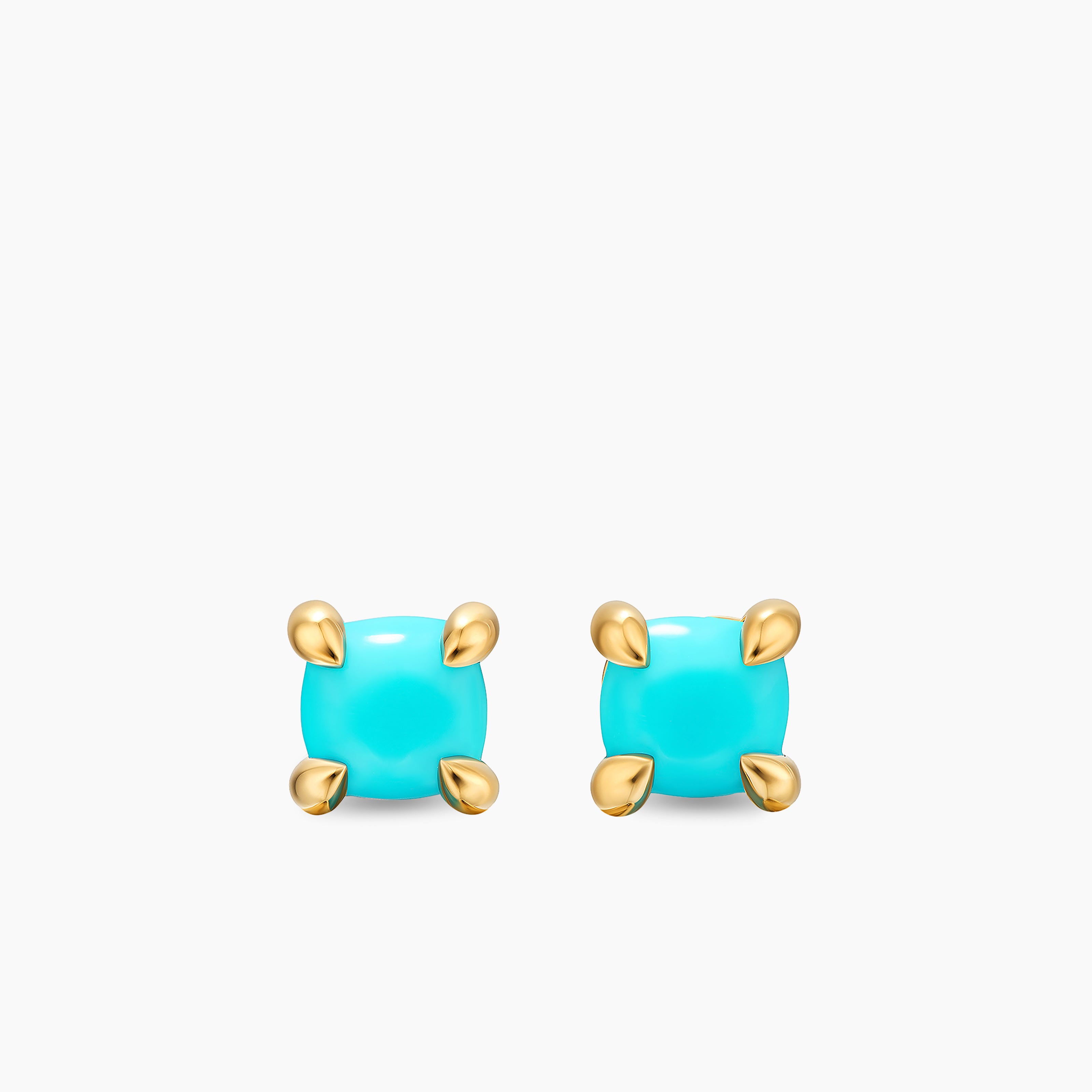Womens Micro Chatelaine&reg; Stud Earrings in 18K Yellow Gold with Turquoise, 4.8mm