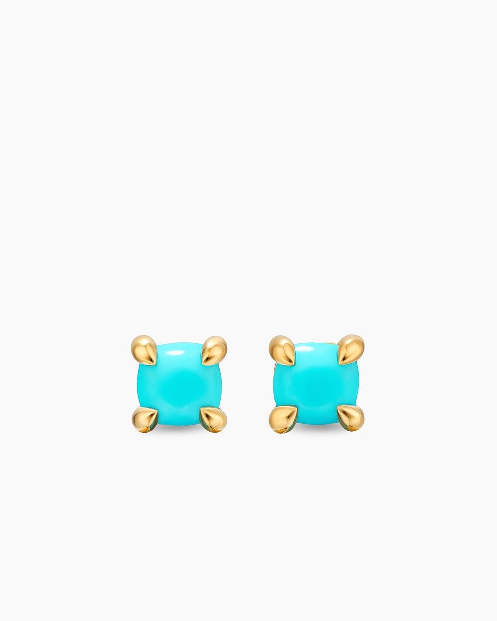 Womens Micro Chatelaine® Stud Earrings in 18K Yellow Gold with Turquoise, 4.8mm