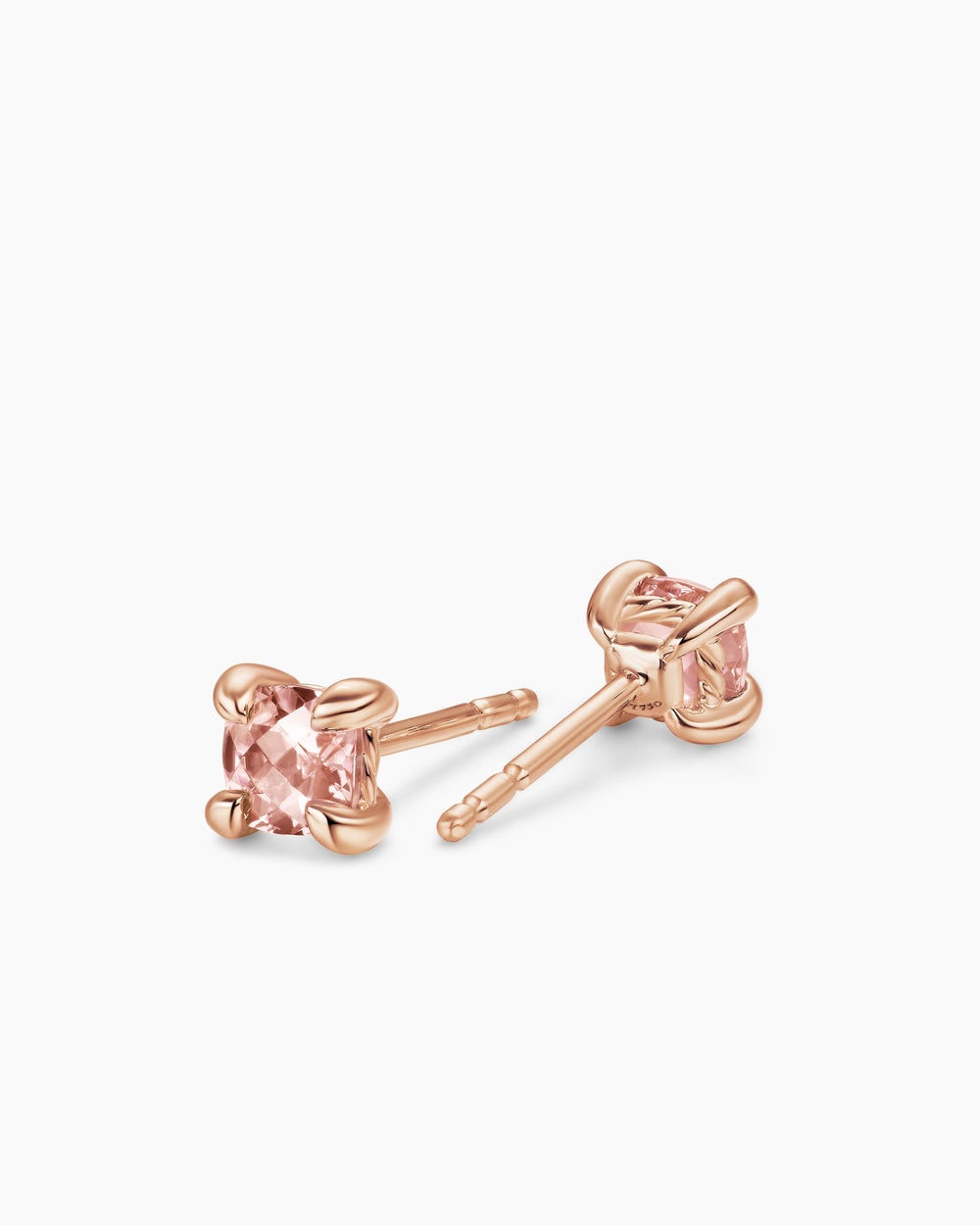 Womens Micro Chatelaine® Stud Earrings in 18K Rose Gold with Morganite, 4.8mm