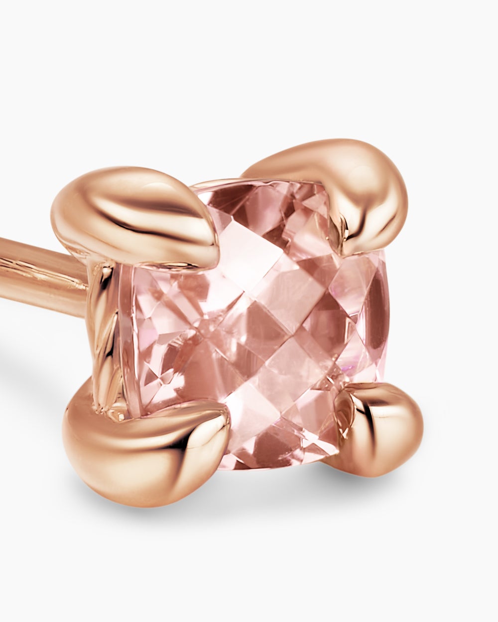 Womens Micro Chatelaine® Stud Earrings in 18K Rose Gold with Morganite, 4.8mm