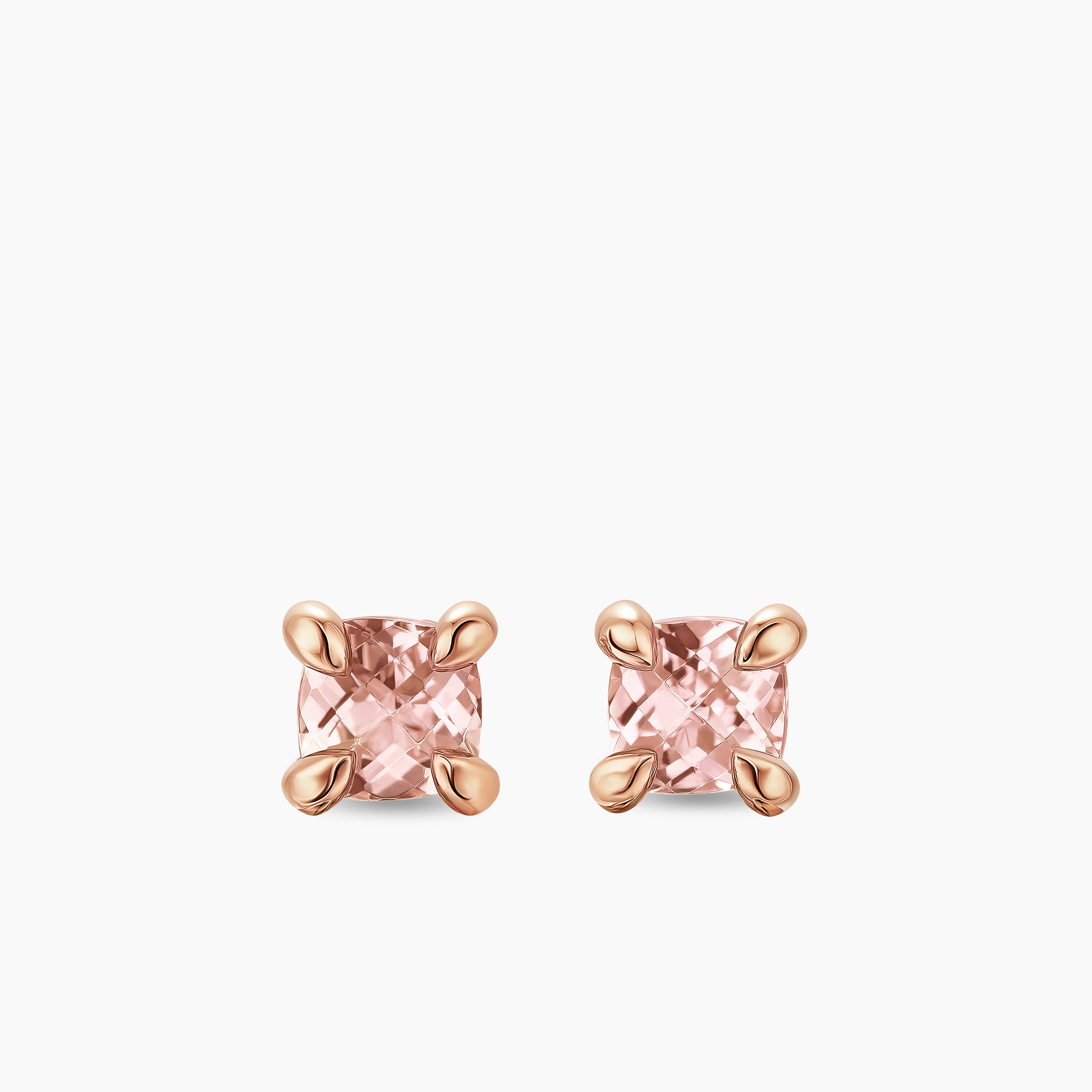 Womens Micro Chatelaine&reg; Stud Earrings in 18K Rose Gold with Morganite, 4.8mm