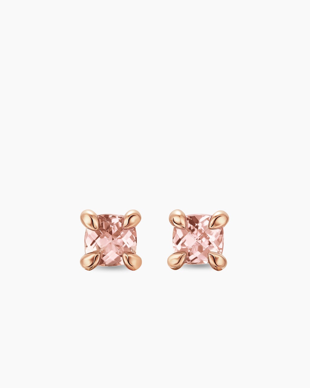Womens Micro Chatelaine® Stud Earrings in 18K Rose Gold with Morganite, 4.8mm