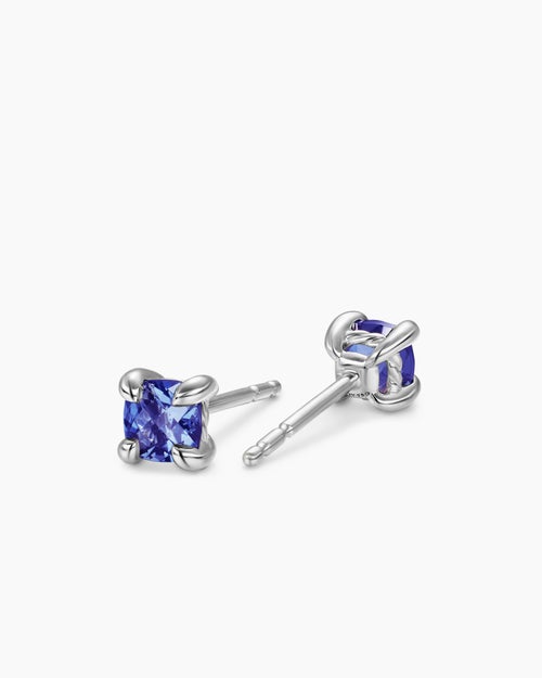 Womens Micro Chatelaine® Stud Earrings in 18K White Gold with Tanzanite, 4.8mm