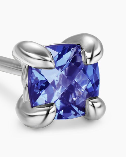 Womens Micro Chatelaine® Stud Earrings in 18K White Gold with Tanzanite, 4.8mm