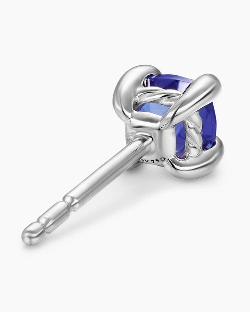Womens Micro Chatelaine® Stud Earrings in 18K White Gold with Tanzanite, 4.8mm