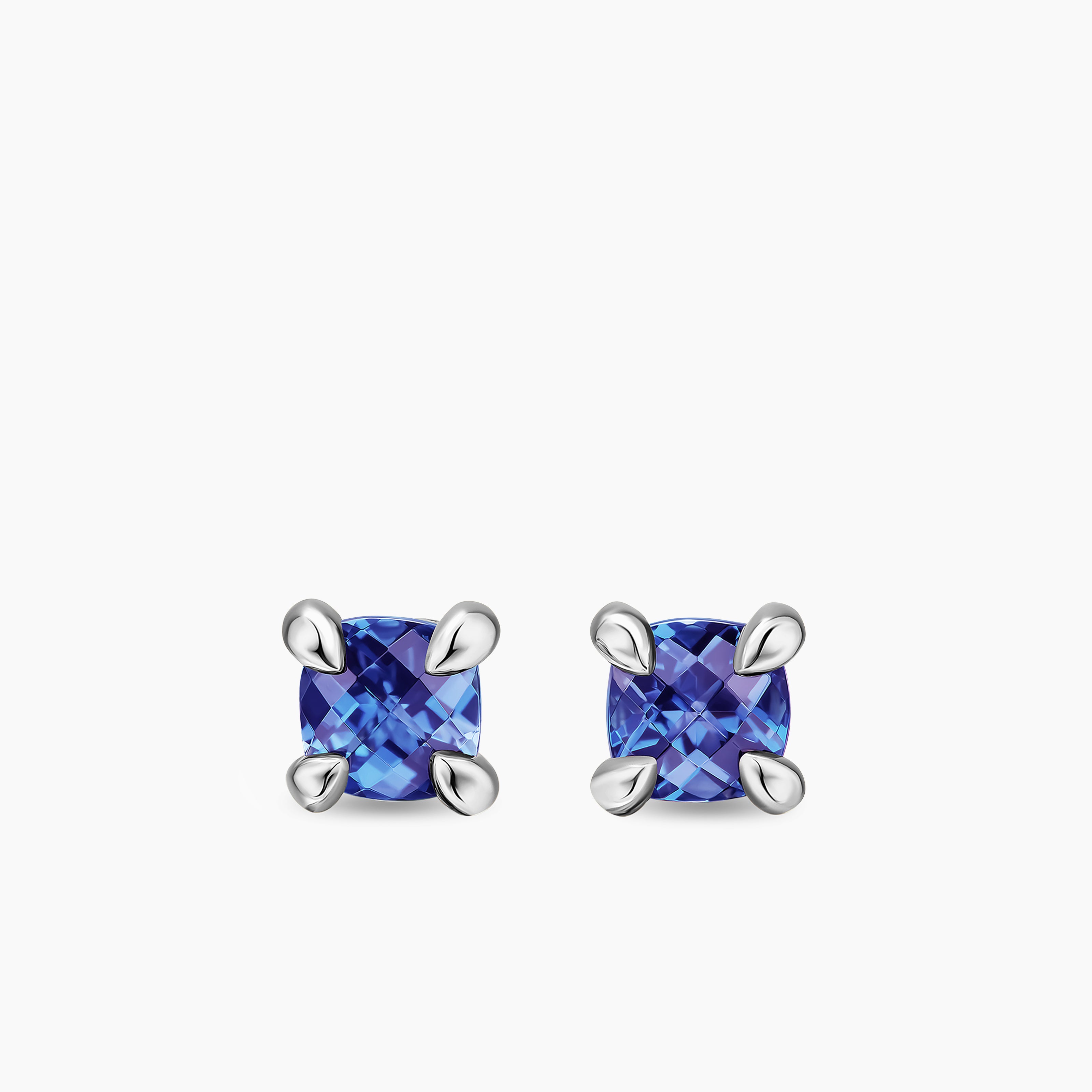 Womens Micro Chatelaine&reg; Stud Earrings in 18K White Gold with Tanzanite, 4.8mm