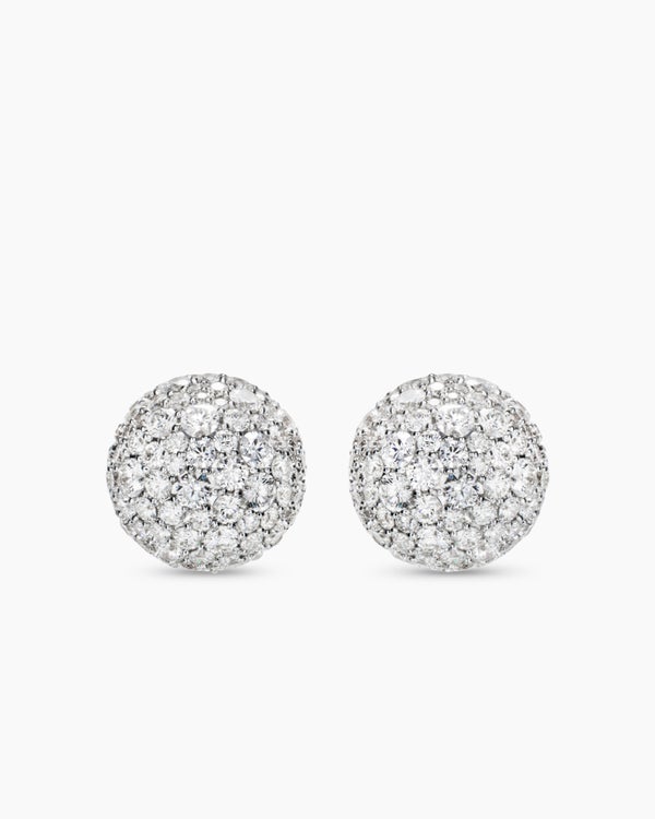 Pavé Stud Earrings in 18K Yellow Gold with Diamonds, 12mm