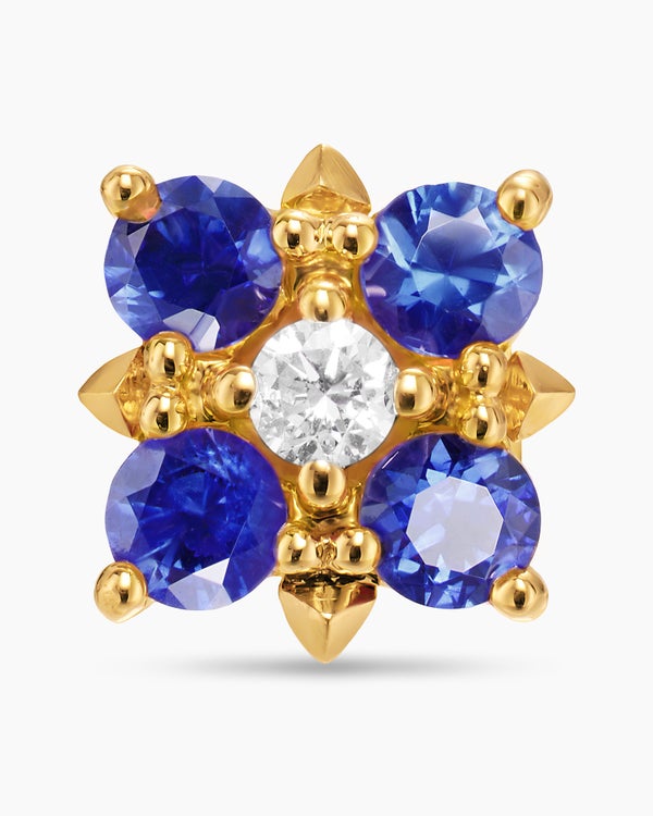 Petite Modern Renaissance® Color Stud Earrings in 18K Yellow Gold with Sapphires and Diamonds, 8.7mm