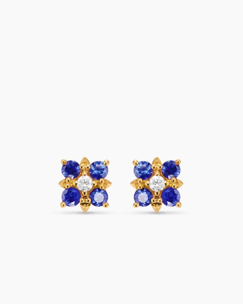 Womens Petite Modern Renaissance® Colour Stud Earrings in 18K Yellow Gold with Sapphires and Diamonds, 8.7mm