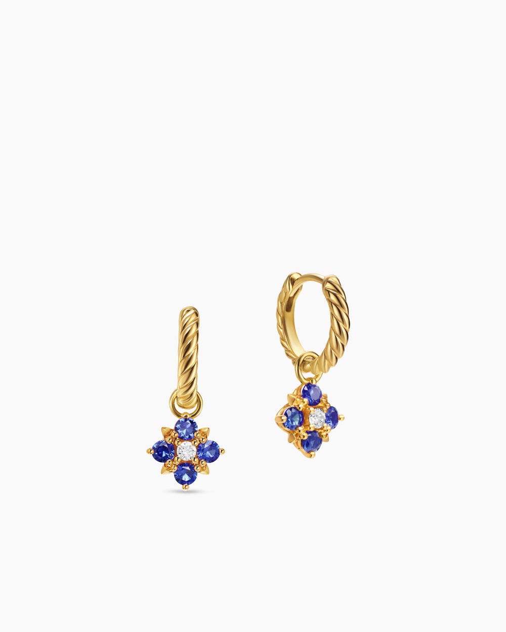 Womens Petite Modern Renaissance® Color Drop Earrings in 18K Yellow Gold with Sapphire and Diamonds, 18mm