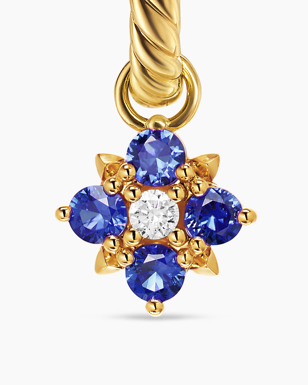Womens Petite Modern Renaissance® Color Drop Earrings in 18K Yellow Gold with Sapphire and Diamonds, 18mm