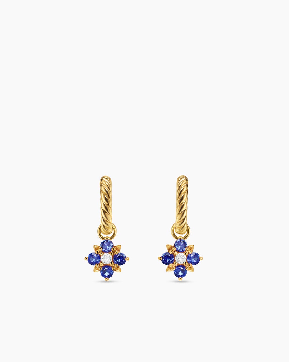 Womens Petite Modern Renaissance® Color Drop Earrings in 18K Yellow Gold with Sapphire and Diamonds, 18mm