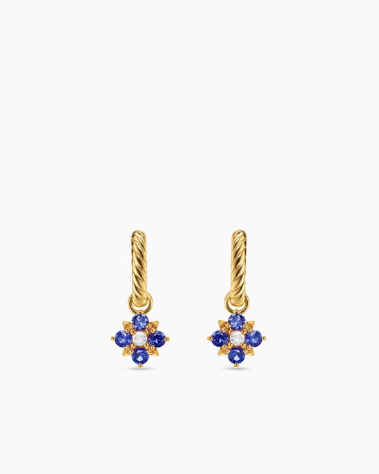 Petite Modern Renaissance® Color Drop Earrings in 18K Yellow Gold with Sapphire and Diamonds, 18mm