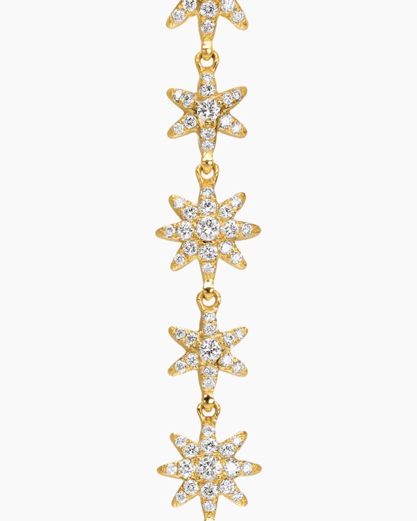 Starburst Drop Earrings in 18K Yellow Gold with Diamonds, 70.9mm