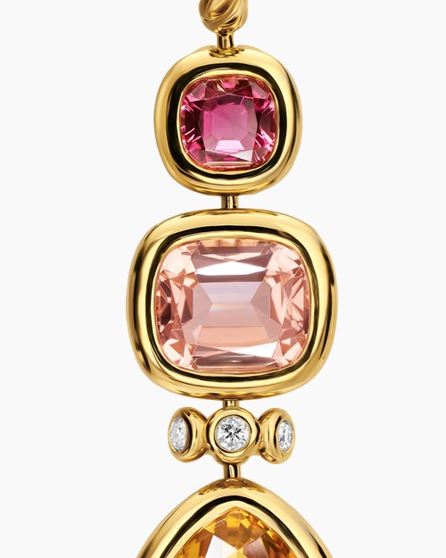 Womens DY Mercer® Statement Stone Drop Earrings in 18K Yellow Gold with Citrine, Morganite, Pink Tourmalines and Diamonds, 52mm