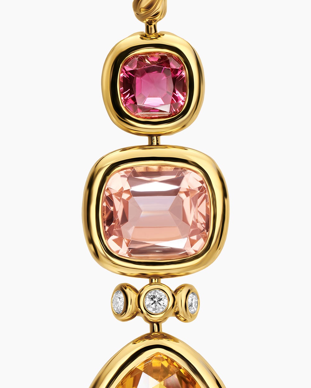 Womens DY Mercer® Statement Stone Drop Earrings in 18K Yellow Gold with Citrine, Morganite, Pink Tourmalines and Diamonds, 52mm