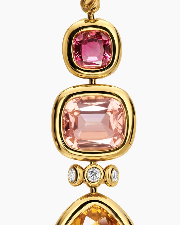 DY Mercer® Statement Stone Drop Earrings in 18K Yellow Gold with Citrine, Morganite, Pink Tourmalines and Diamonds, 52mm