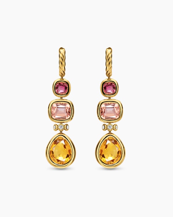 DY Mercer® Statement Stone Drop Earrings in 18K Yellow Gold with Citrine, Morganite, Pink Tourmalines and Diamonds, 52mm